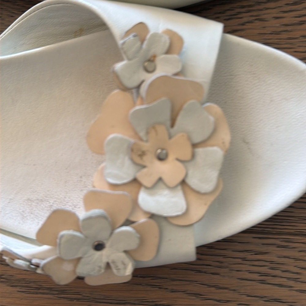 Prada Women's Floral Slide Sandals - Cream and Tan - Picture 5 of 7